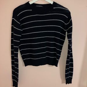 Navy Blue and White Striped Sweater